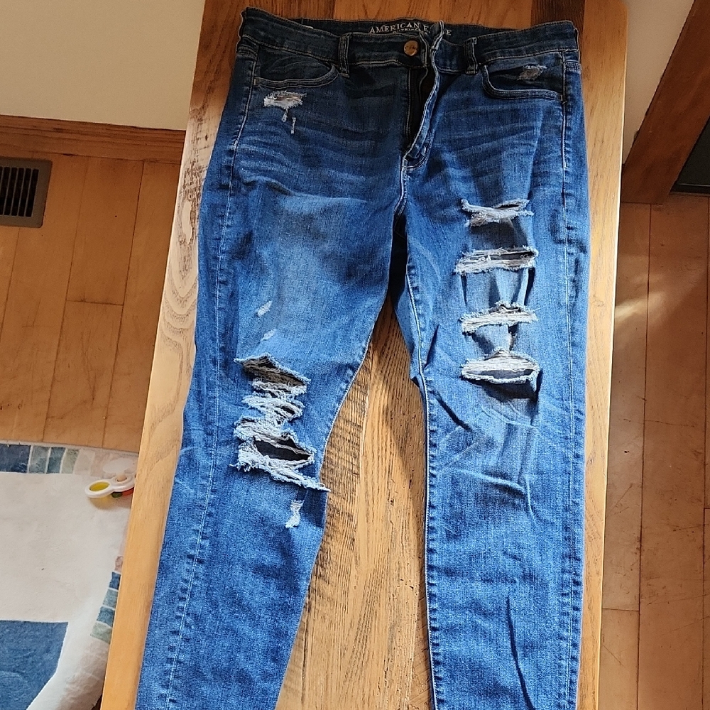 American Eagle Outfitters Ripped Blue Skinny Jeans